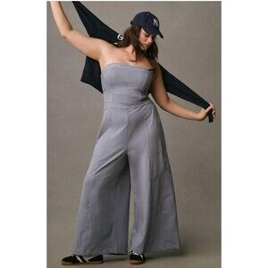 Anthropologie Daily Practice Jumpsuit Women Wide Leg Strapless Boho Vacay XL NWT
